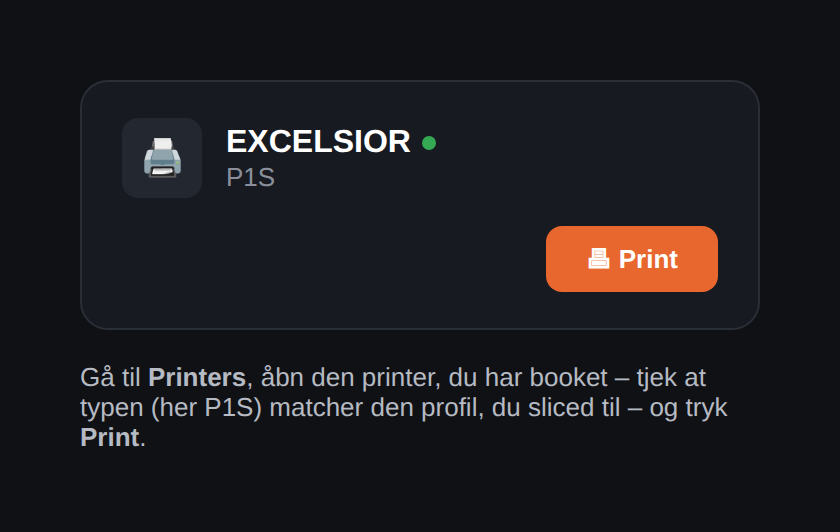Eksempel på et printerkort med Print-knap